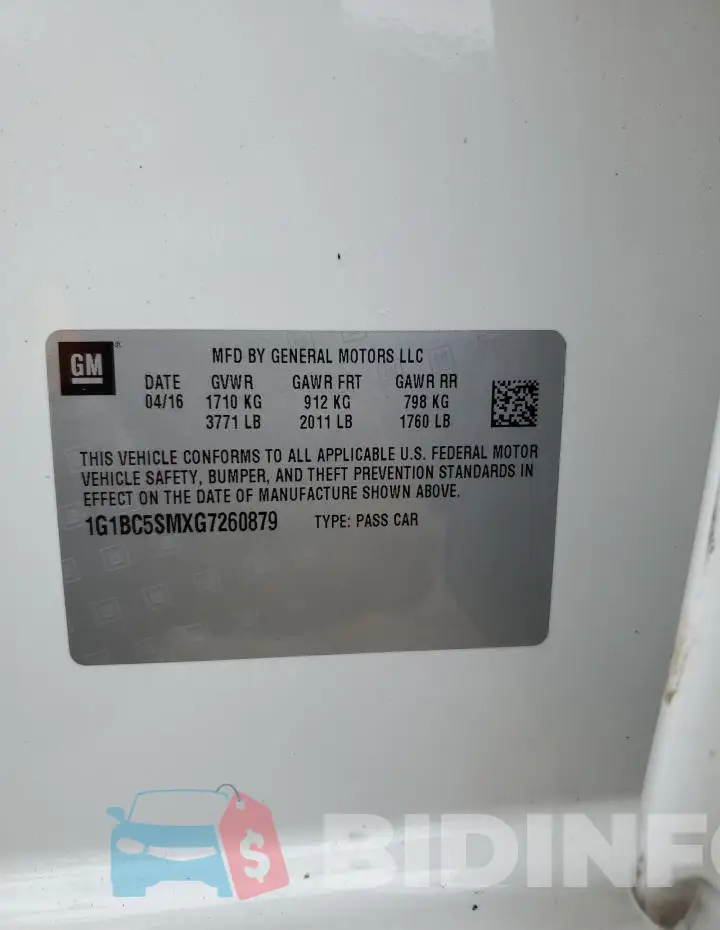 1G1BC5SMXG7260879 Photo# 12