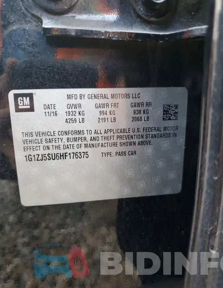 1G1ZJ5SU6HF176375 Photo# 12