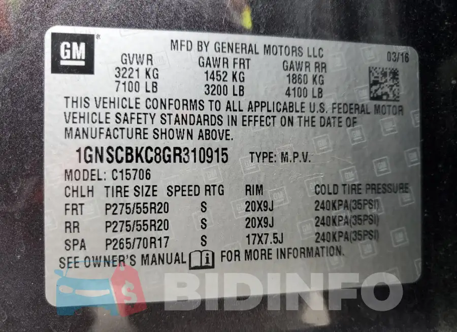 1GNSCBKC8GR310915 Photo# 13