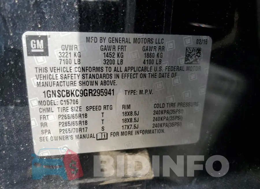 1GNSCBKC9GR295941 Photo# 13