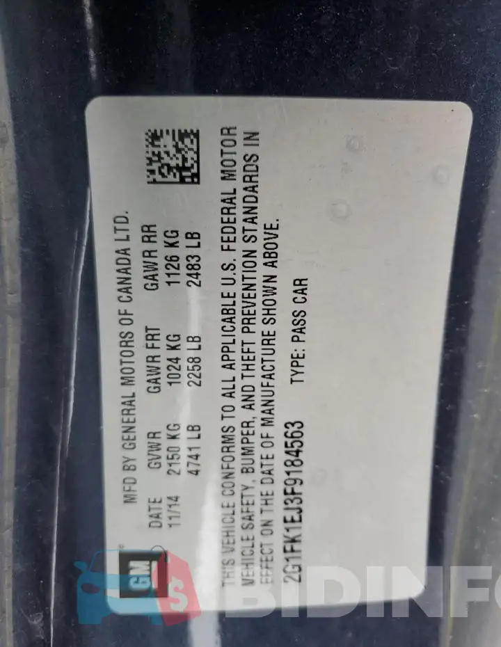 2G1FK1EJ3F9184563 Photo# 13
