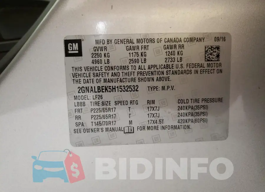 2GNALBEK5H1532532 Photo# 14