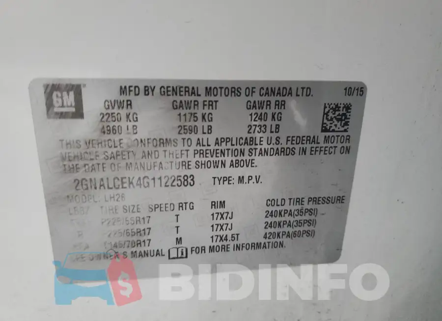 2GNALCEK4G1122583 Photo# 12