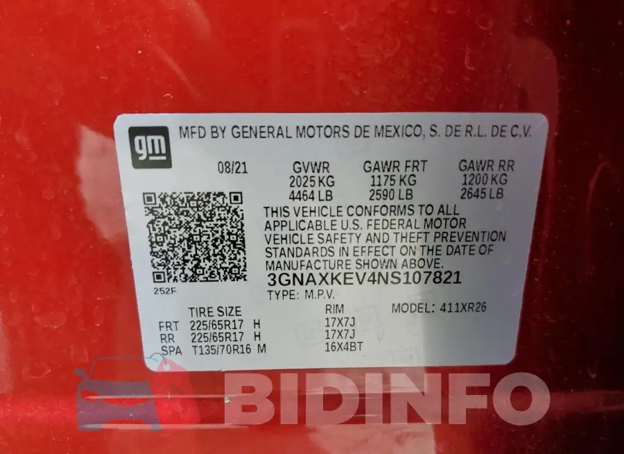 3GNAXKEV4NS107821 Photo# 12