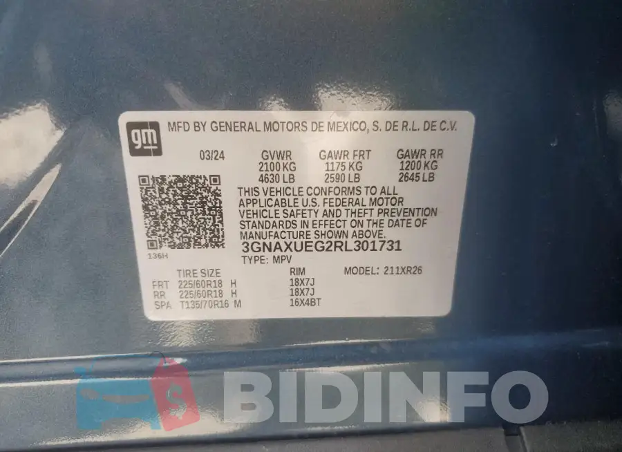 3GNAXUEG2RL301731 Photo# 14
