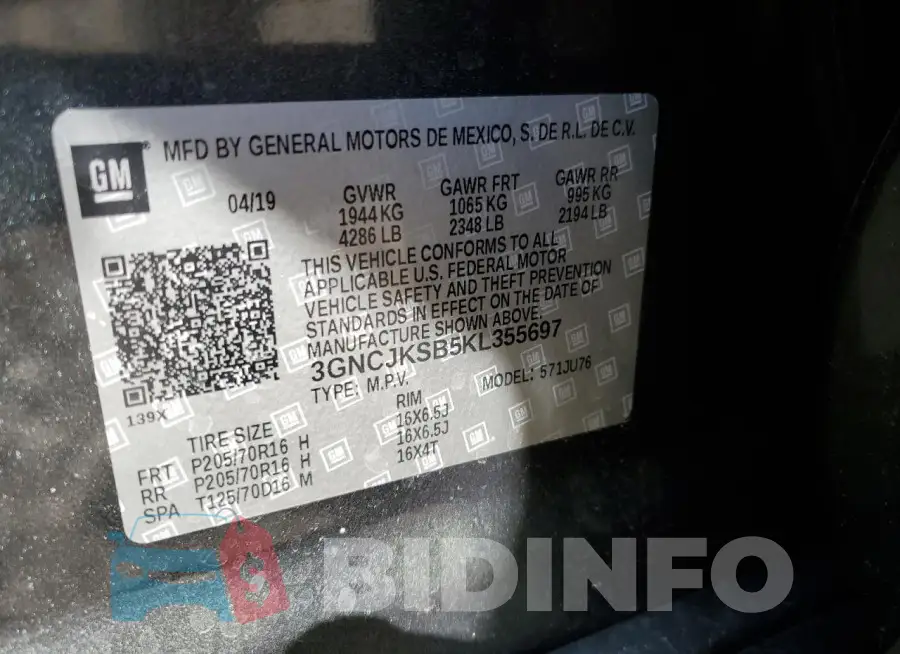 3GNCJKSB5KL355697 Photo# 13