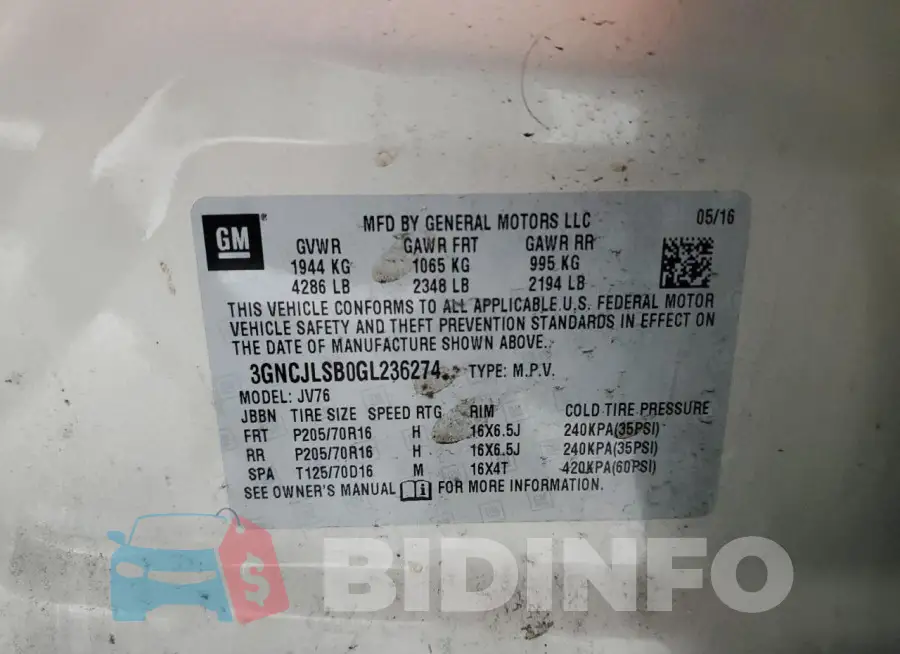 3GNCJLSB0GL236274 Photo# 13