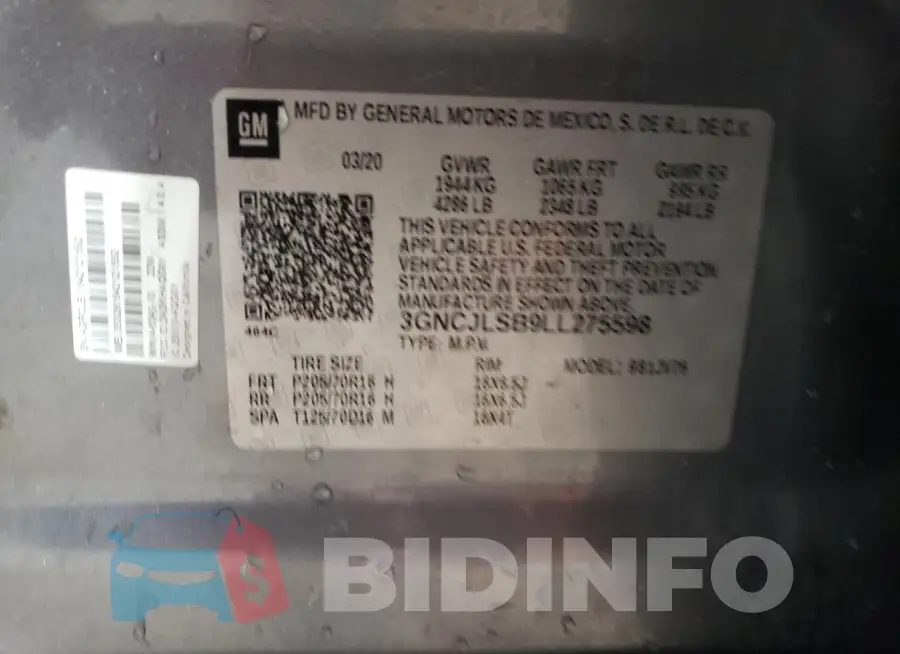 3GNCJLSB9LL275598 Photo# 13