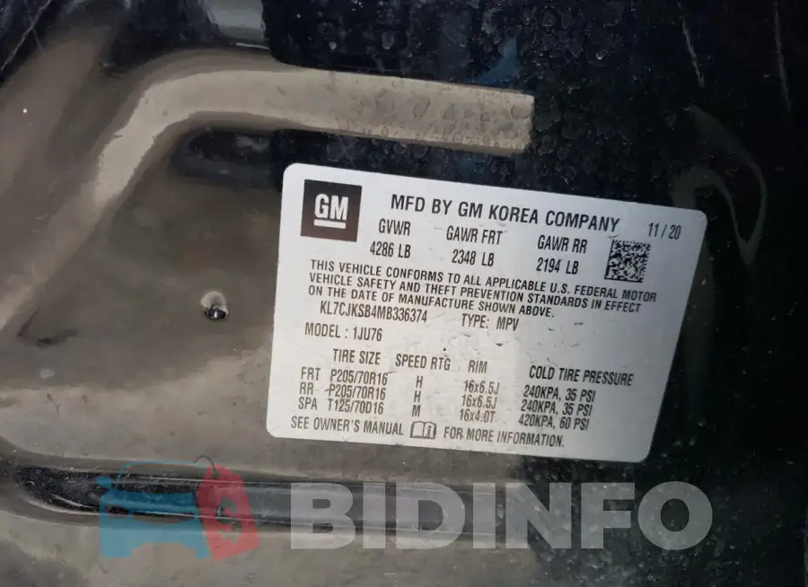 KL7CJKSB4MB336374 Photo# 12