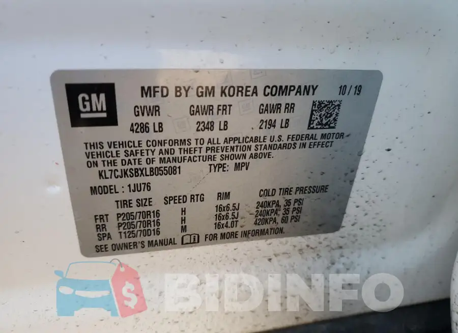 KL7CJKSBXLB055081 Photo# 12