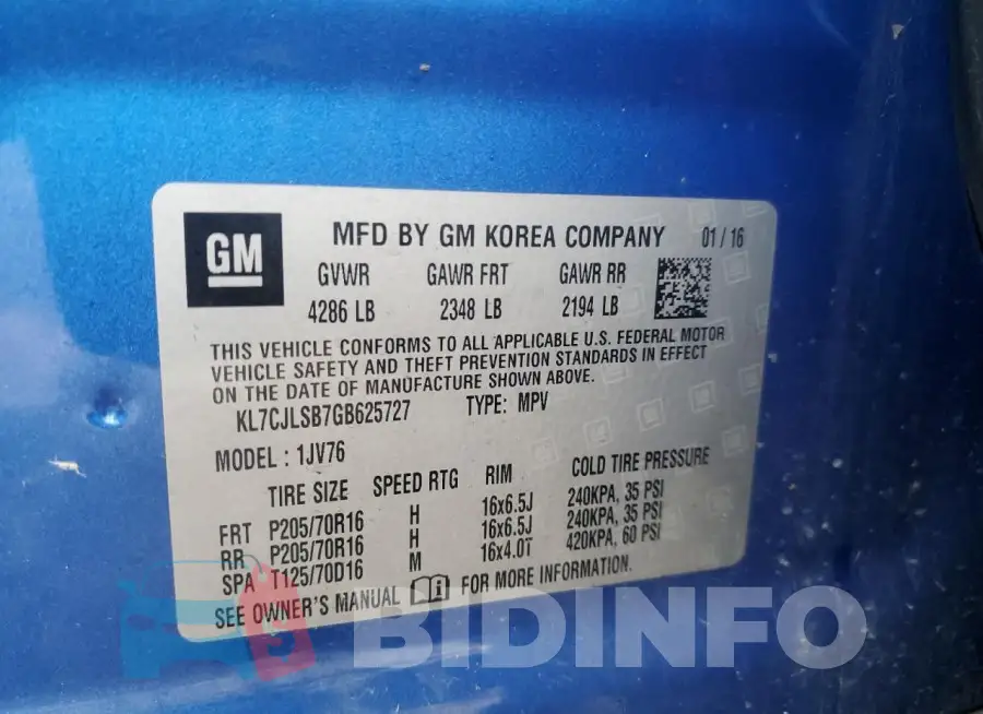KL7CJLSB7GB625727 Photo# 12