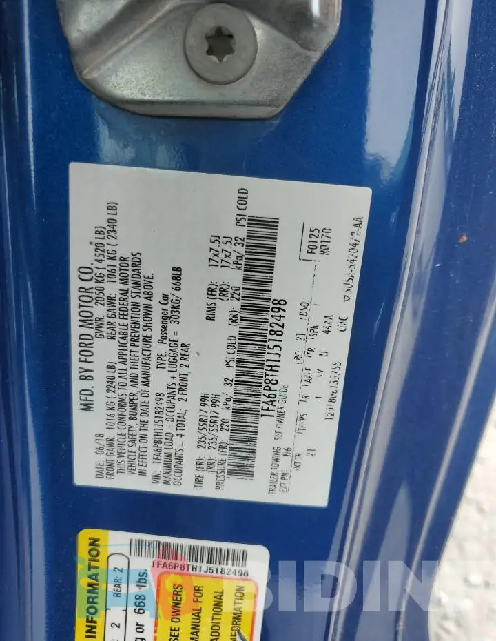 1FA6P8TH1J5182498 Photo# 12