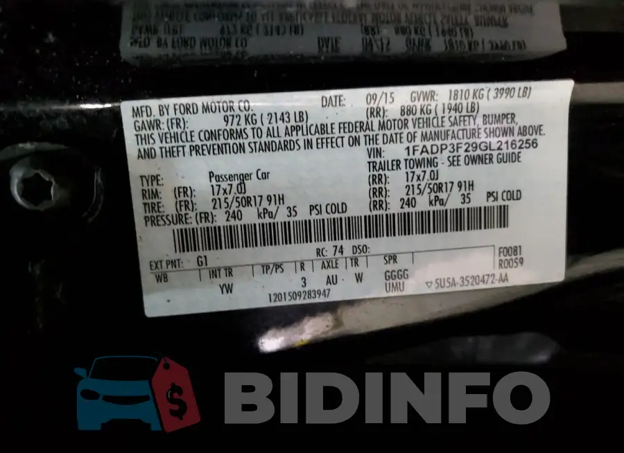 1FADP3F29GL216256 Photo# 13