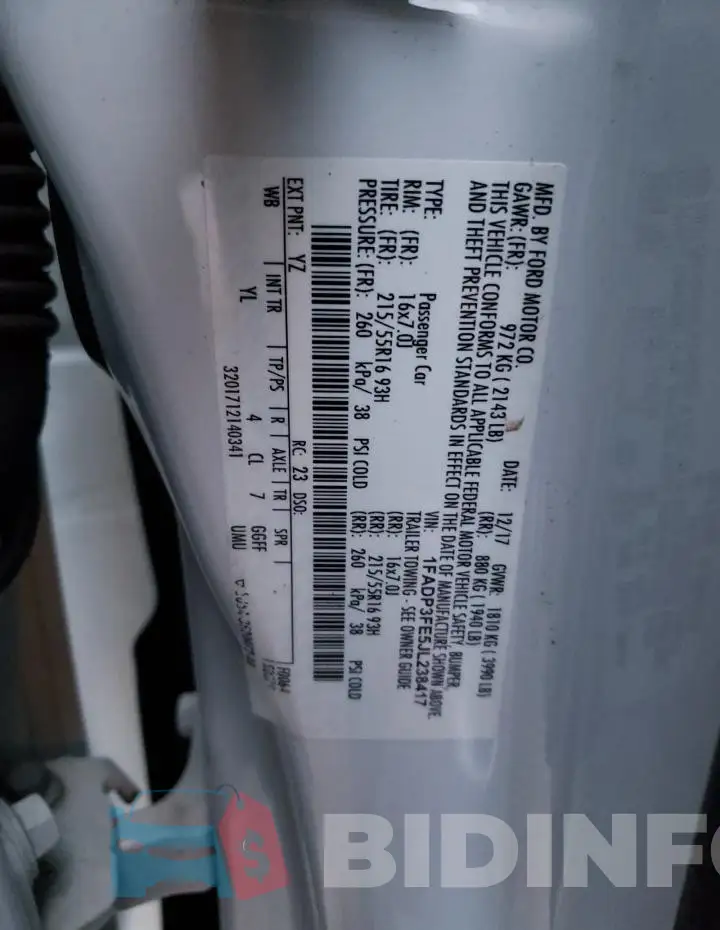 1FADP3FE5JL238417 Photo# 12