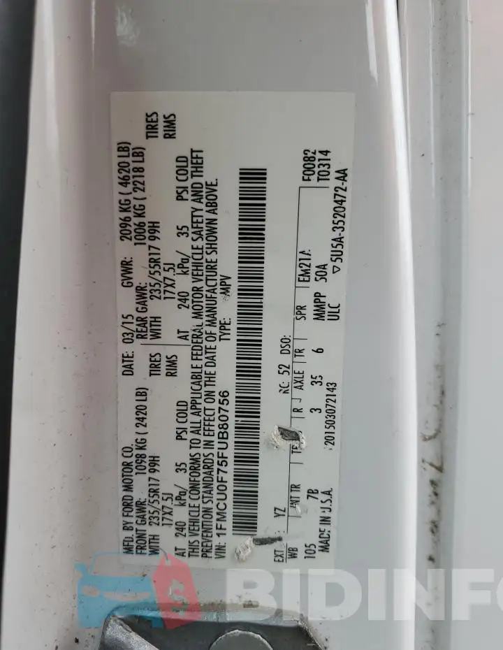 1FMCU0F75FUB80756 Photo# 13
