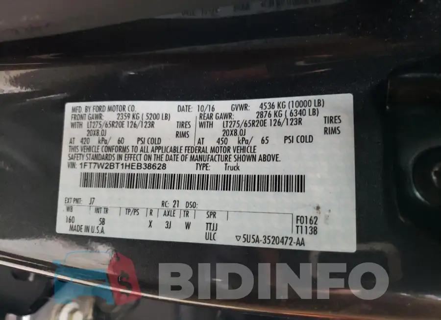 1FT7W2BT1HEB38628 Photo# 12
