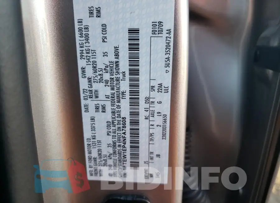 1FTEW1EP4NFA78608 Photo# 12