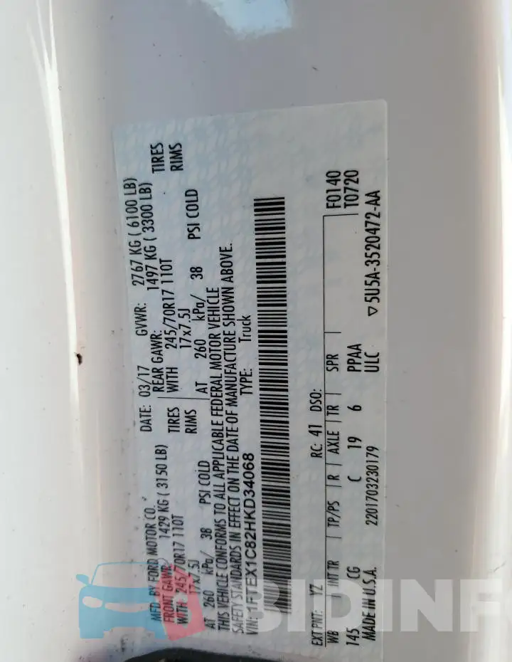 1FTEX1C82HKD34068 Photo# 13