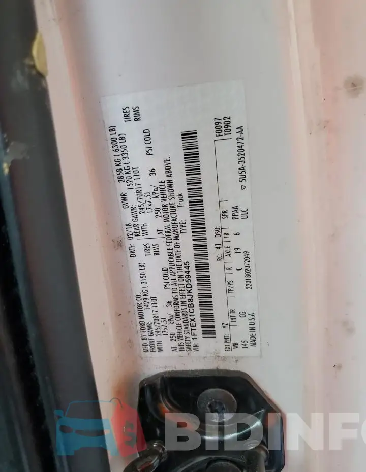 1FTEX1CB8JKD59445 Photo# 12