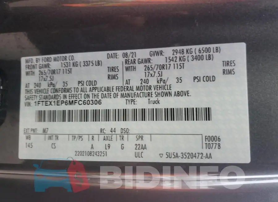 1FTEX1EP6MFC60306 Photo# 12