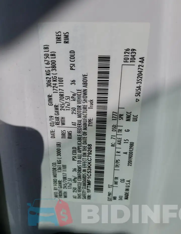 1FTMF1C53KKC79268 Photo# 12