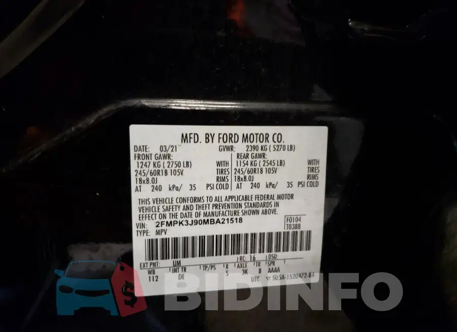 2FMPK3J90MBA21518 Photo# 12