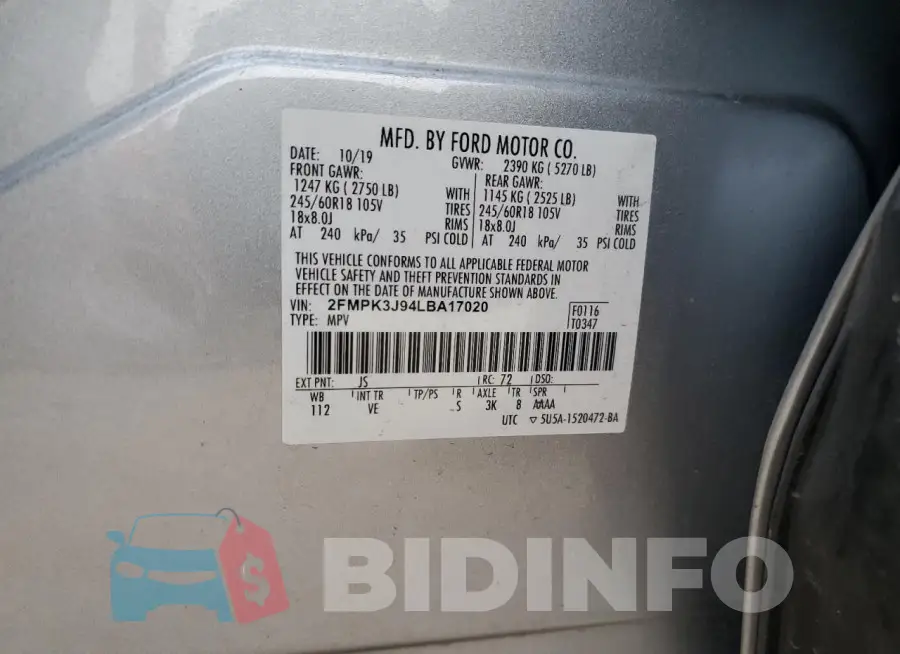 2FMPK3J94LBA17020 Photo# 13