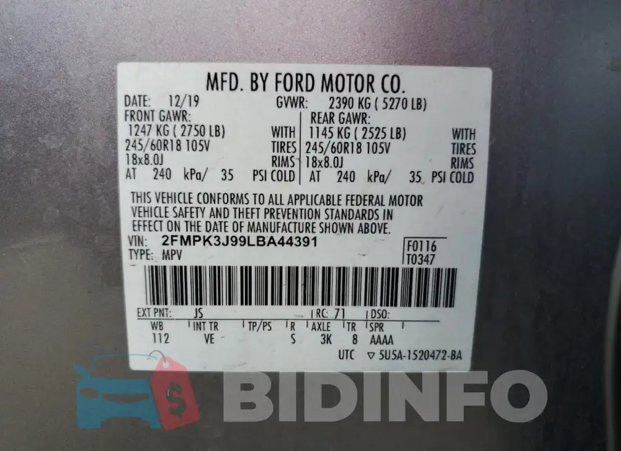 2FMPK3J99LBA44391 Photo# 13