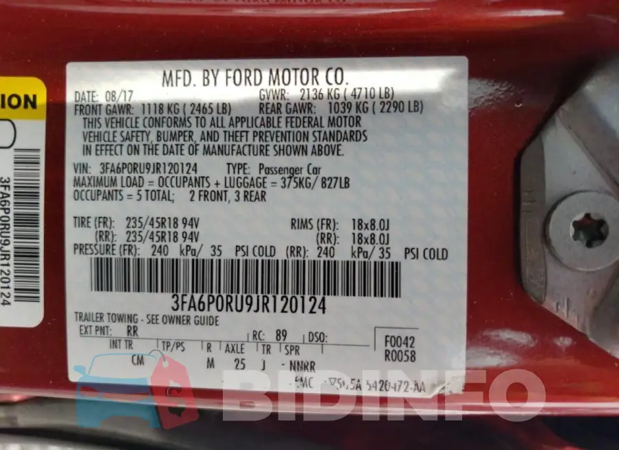 3FA6P0RU9JR120124 Photo# 12
