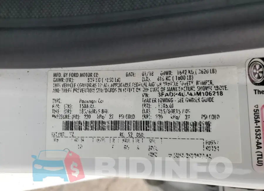 3FADP4EJ4JM106218 Photo# 13