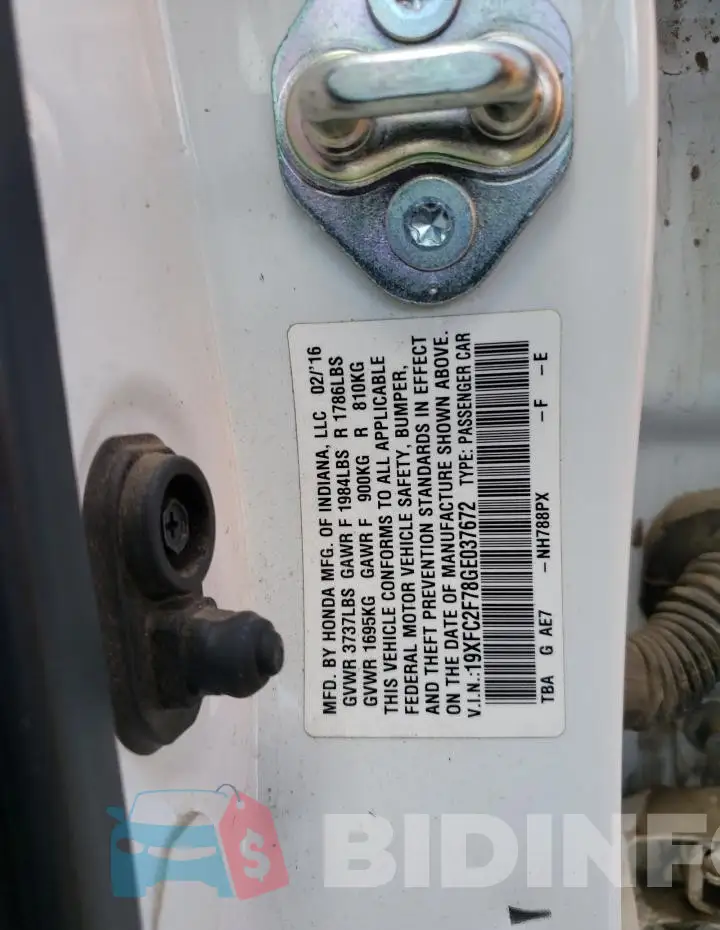 19XFC2F78GE037672 Photo# 12