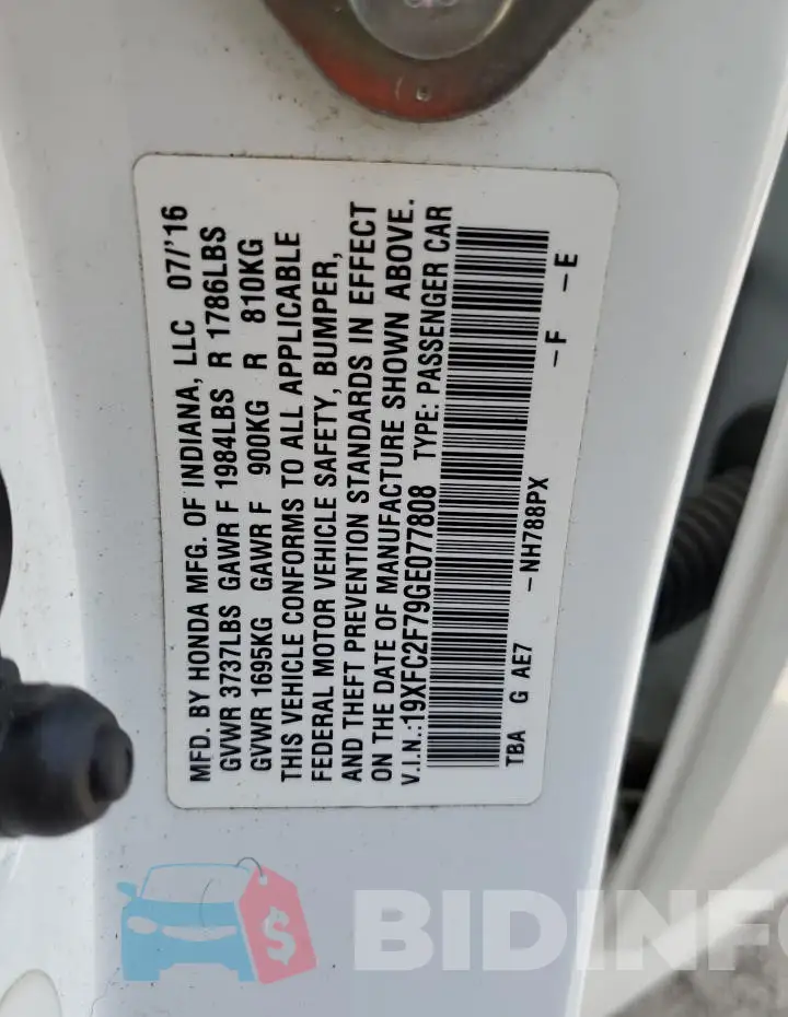 19XFC2F79GE077808 Photo# 12