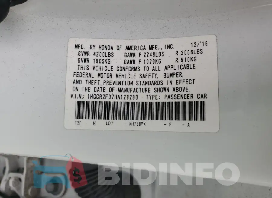 1HGCR2F37HA129280 Photo# 13