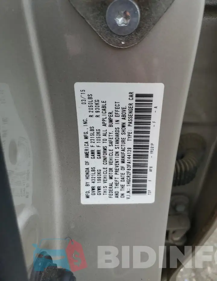 1HGCR2F83FA144139 Photo# 12