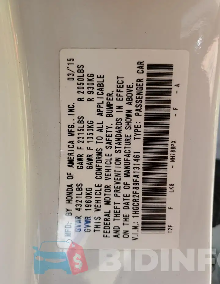 1HGCR2F89FA131461 Photo# 12