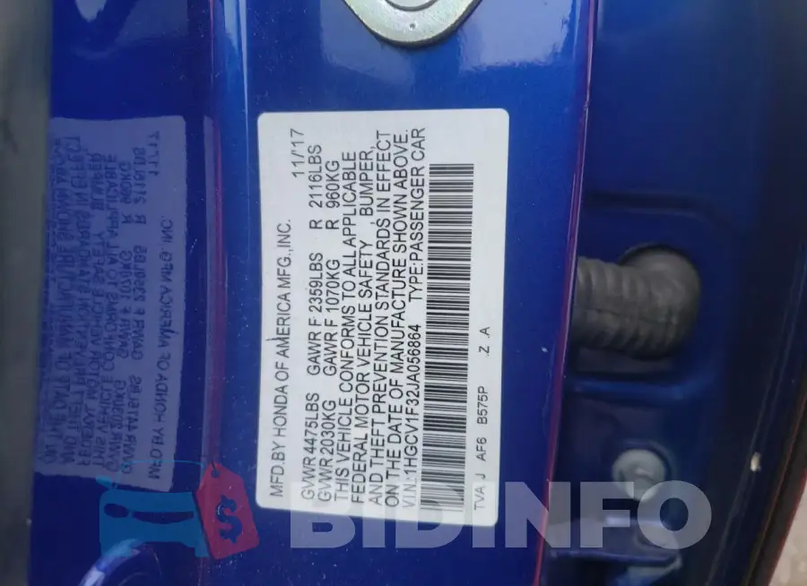 1HGCV1F32JA056864 Photo# 12