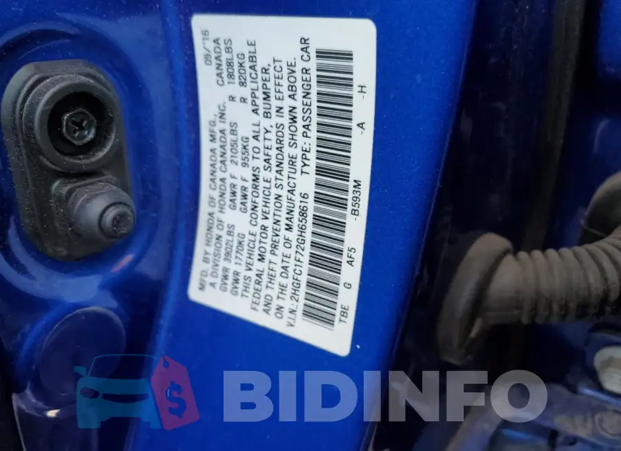 2HGFC1F72GH658616 Photo# 12