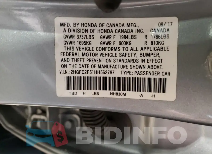 2HGFC2F51HH562787 Photo# 12