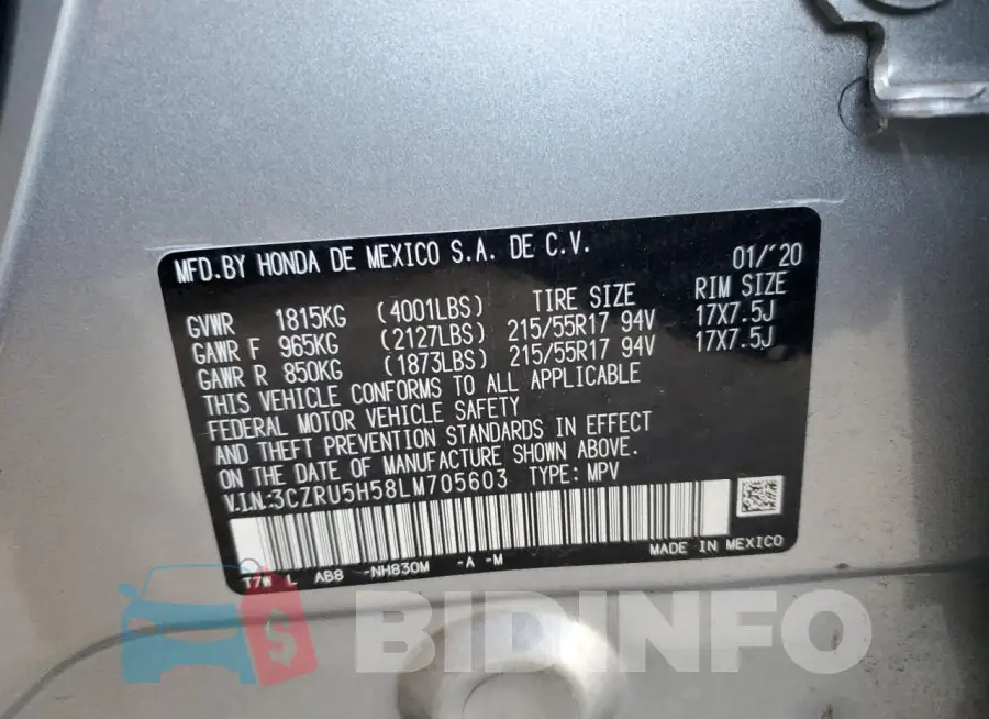 3CZRU5H58LM705603 Photo# 13