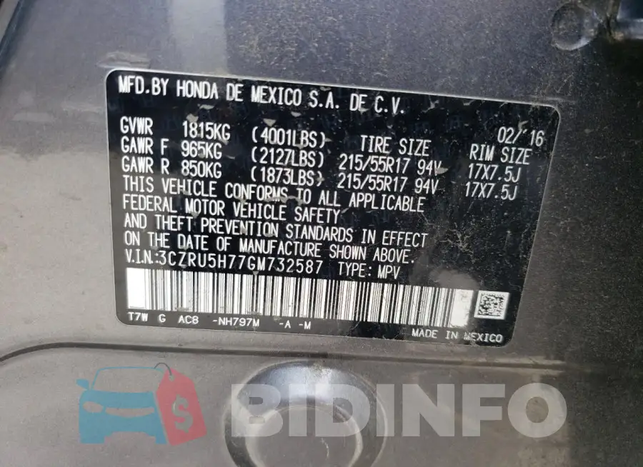 3CZRU5H77GM732587 Photo# 13