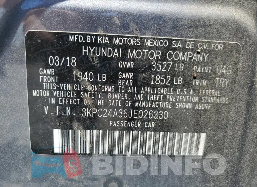 3KPC24A36JE026330 Photo# 13