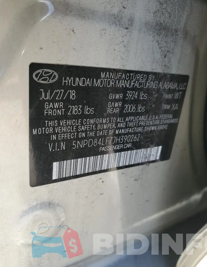 5NPD84LF7JH390262 Photo# 13