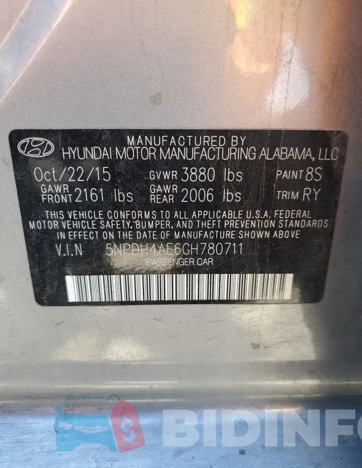 5NPDH4AE6GH780711 Photo# 12