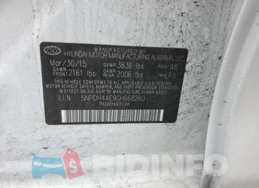 5NPDH4AE9GH668260 Photo# 12