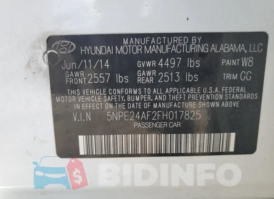 5NPE24AF2FH017825 Photo# 13