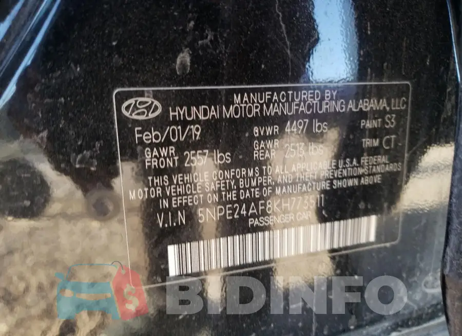 5NPE24AF8KH773511 Photo# 12