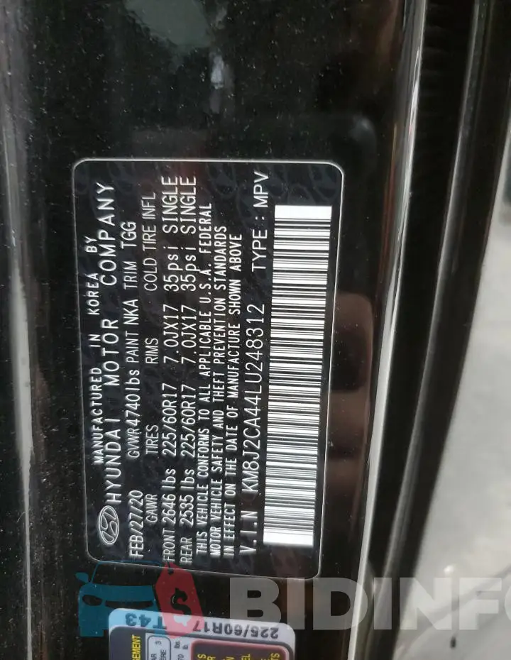 KM8J2CA44LU248312 Photo# 13