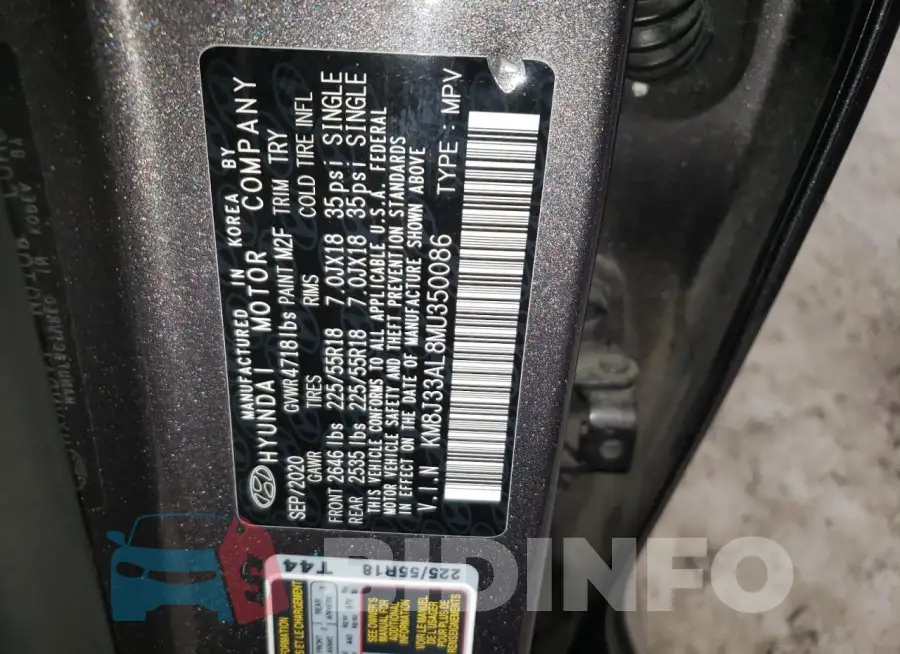 KM8J33AL8MU350086 Photo# 13