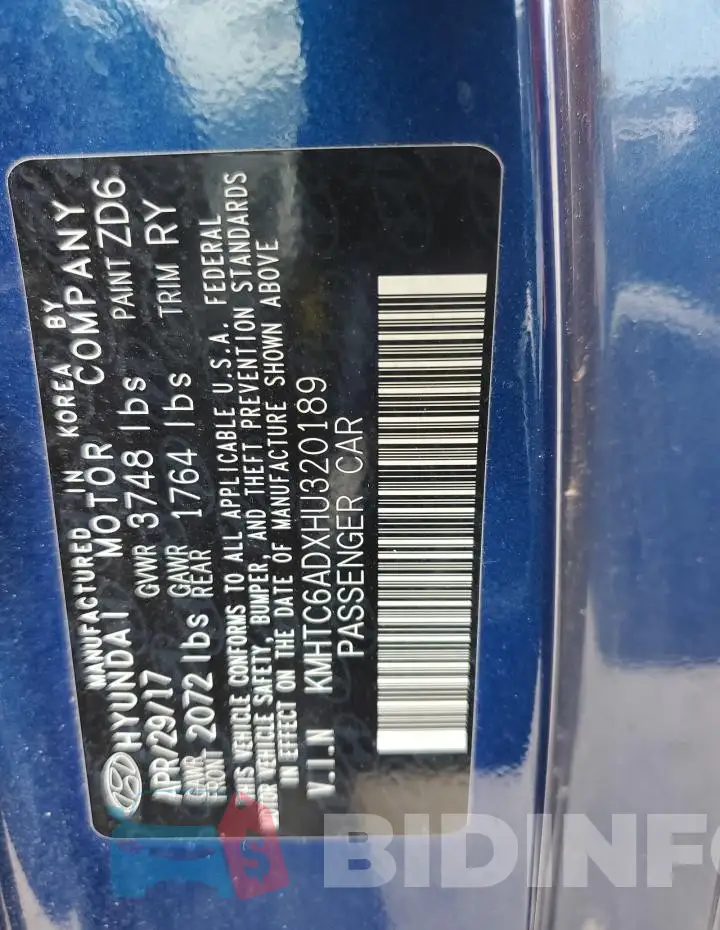 KMHTC6ADXHU320189 Photo# 12