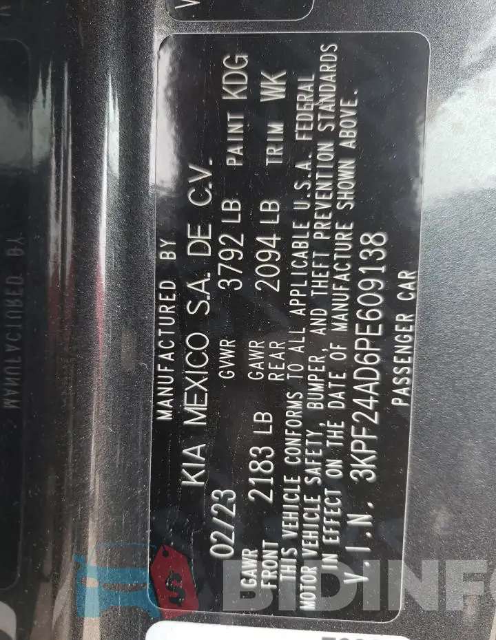 3KPF24AD6PE609138 Photo# 12